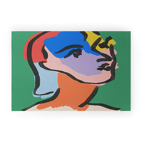 Marin Vaan Zaal Ninette on Green modern minim Welcome Mat