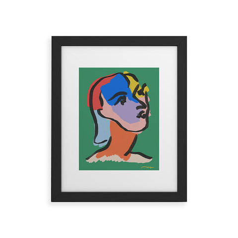 Marin Vaan Zaal Ninette on Green modern minim Framed Art Print