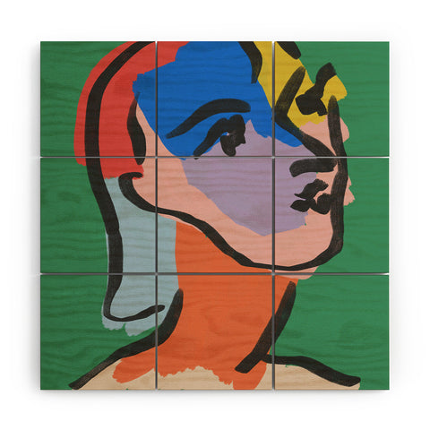 Marin Vaan Zaal Ninette on Green modern minim Wood Wall Mural