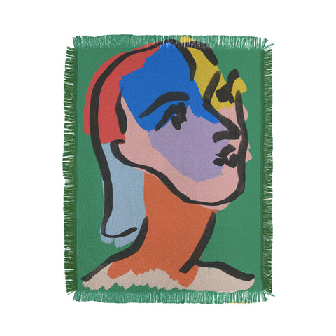 Marin Vaan Zaal Ninette on Green modern minim Throw Blanket