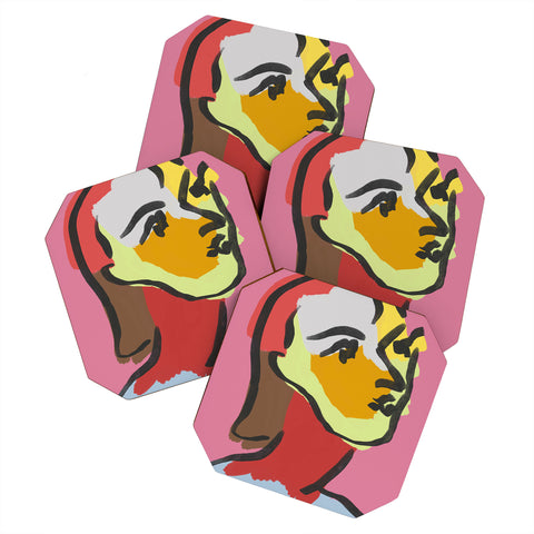 Marin Vaan Zaal Ninette on Pink Modernist col Coaster Set