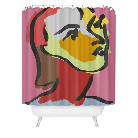 Marin Vaan Zaal Ninette on Pink Modernist col Shower Curtain