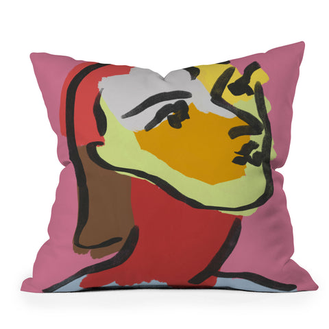 Marin Vaan Zaal Ninette on Pink Modernist col Throw Pillow