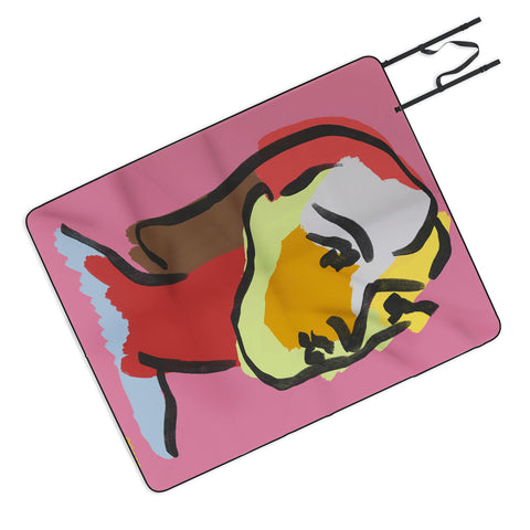 Marin Vaan Zaal Ninette on Pink Modernist col Picnic Blanket