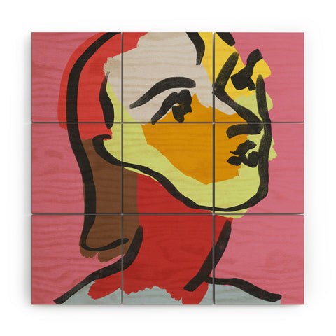 Marin Vaan Zaal Ninette on Pink Modernist col Wood Wall Mural