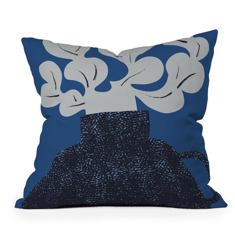 Marin Vaan Zaal Still Life with Modern Plant in Blue Outdoor Throw Pillow