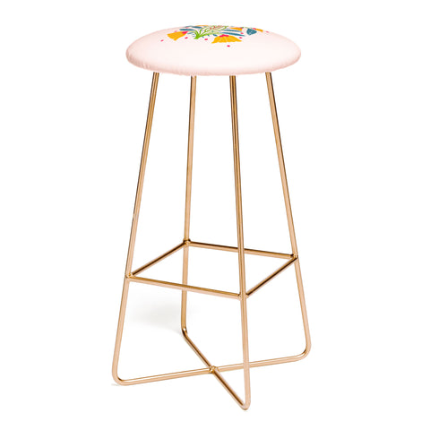 Maritza Lisa Art Nouveau Symmetric Buttercups Bar Stool