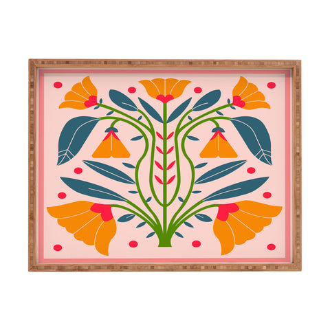 Maritza Lisa Art Nouveau Symmetric Buttercups Rectangular Tray