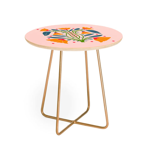 Maritza Lisa Art Nouveau Symmetric Buttercups Round Side Table