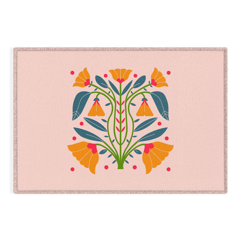 Maritza Lisa Art Nouveau Symmetric Buttercups Outdoor Rug