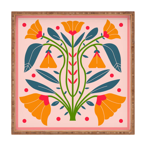 Maritza Lisa Art Nouveau Symmetric Buttercups Square Tray