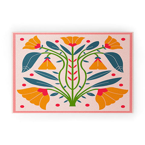 Maritza Lisa Art Nouveau Symmetric Buttercups Welcome Mat