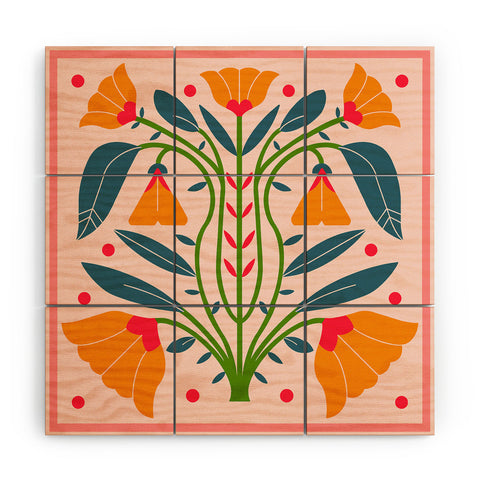 Maritza Lisa Art Nouveau Symmetric Buttercups Wood Wall Mural