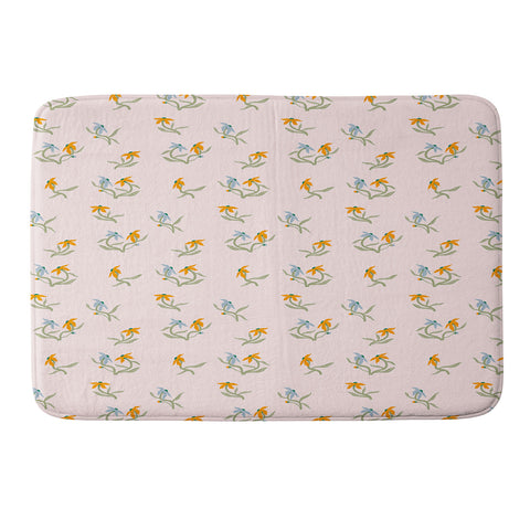 Maritza Lisa Blush Botanica Floral Pattern Memory Foam Bath Mat