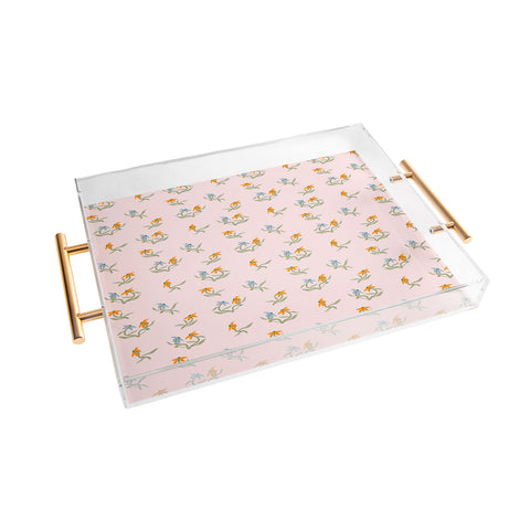 Maritza Lisa Blush Botanica Floral Pattern Acrylic Tray