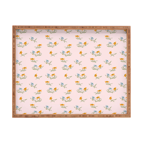Maritza Lisa Blush Botanica Floral Pattern Rectangular Tray