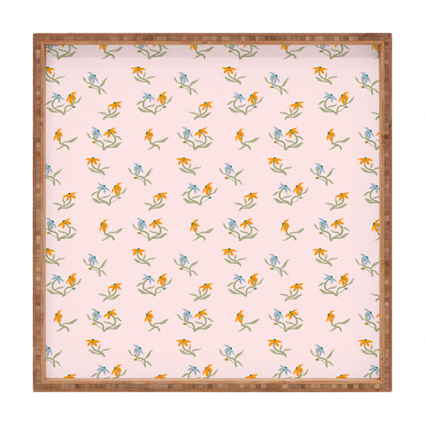 Maritza Lisa Blush Botanica Floral Pattern Square Tray