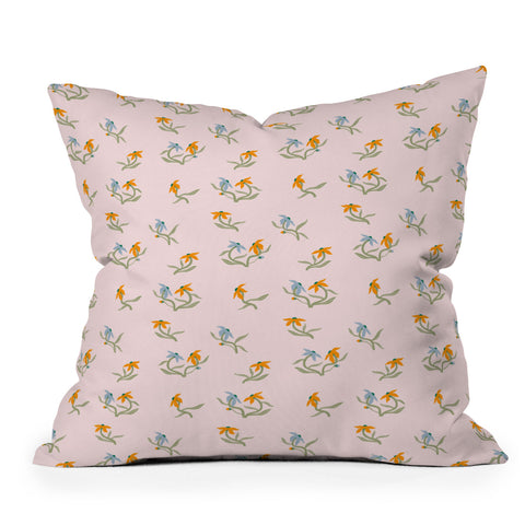 Maritza Lisa Blush Botanica Floral Pattern Throw Pillow