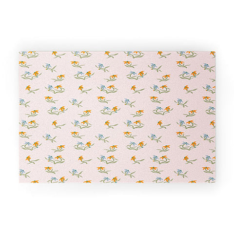 Maritza Lisa Blush Botanica Floral Pattern Welcome Mat