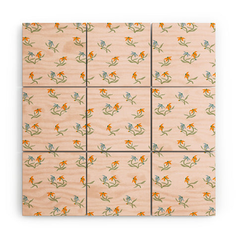 Maritza Lisa Blush Botanica Floral Pattern Wood Wall Mural