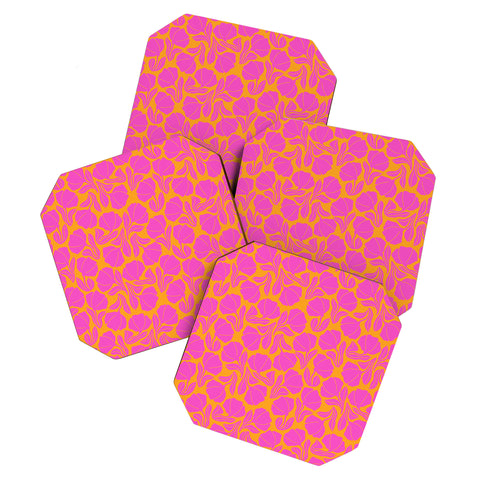 Maritza Lisa Boho Blooms Hot Pink Coaster Set