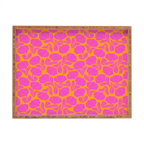 Maritza Lisa Boho Blooms Hot Pink Rectangular Tray