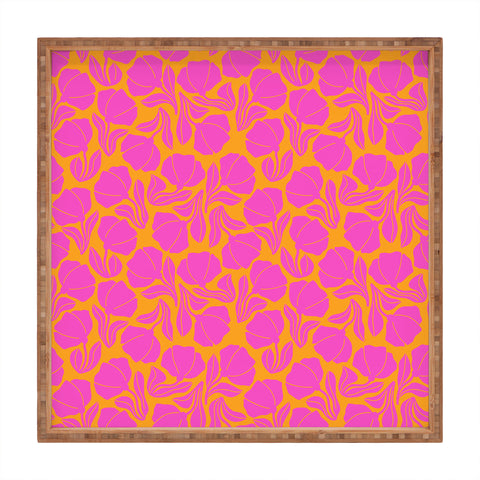Maritza Lisa Boho Blooms Hot Pink Square Tray