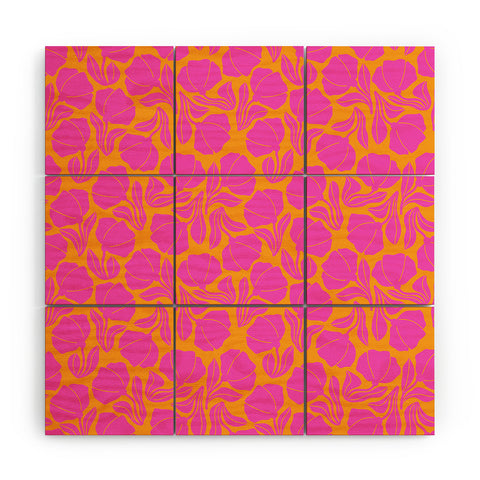 Maritza Lisa Boho Blooms Hot Pink Wood Wall Mural