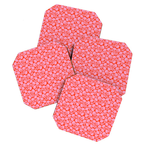 Maritza Lisa Boho Blooms Pink Coaster Set