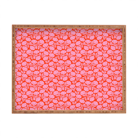 Maritza Lisa Boho Blooms Pink Rectangular Tray