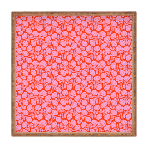Maritza Lisa Boho Blooms Pink Square Tray