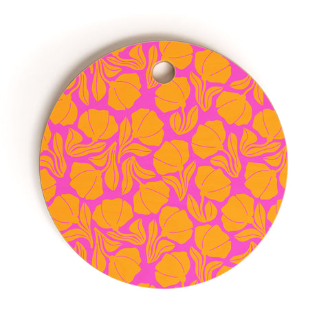Maritza Lisa Boho Blooms Yellow Cutting Board Round