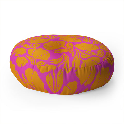 Maritza Lisa Boho Blooms Yellow Floor Pillow Round