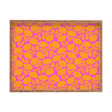 Maritza Lisa Boho Blooms Yellow Rectangular Tray