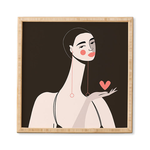 Maritza Lisa Girl With Pink Heart Framed Wall Art