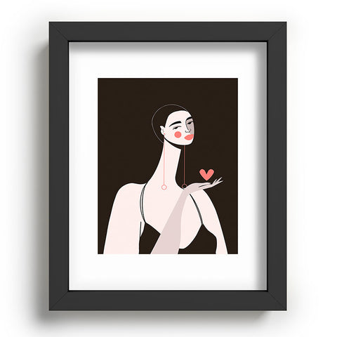 Maritza Lisa Girl With Pink Heart Recessed Framing Rectangle