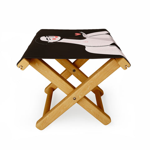 Maritza Lisa Girl With Pink Heart Folding Stool