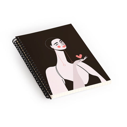 Maritza Lisa Girl With Pink Heart Spiral Notebook