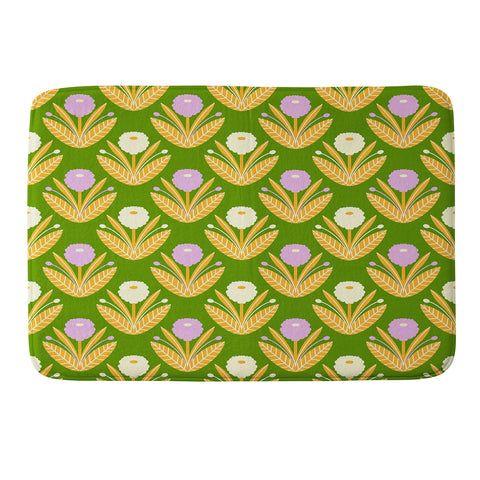 Maritza Lisa Happy White and Purple Dahlias Memory Foam Bath Mat