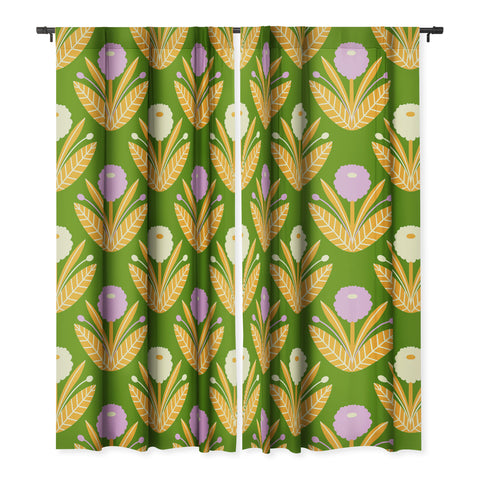Maritza Lisa Happy White and Purple Dahlias Blackout Window Curtain