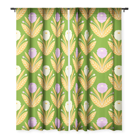 Maritza Lisa Happy White and Purple Dahlias Sheer Window Curtain