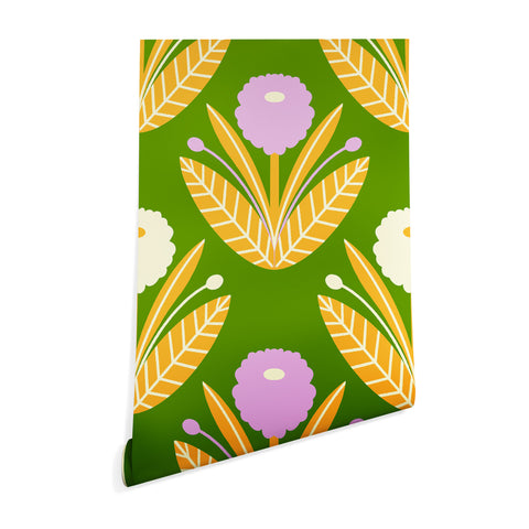 Maritza Lisa Happy White and Purple Dahlias Wallpaper