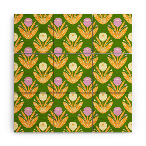 Maritza Lisa Happy White and Purple Dahlias Wood Wall Mural