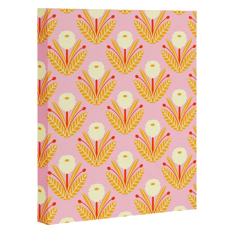 Maritza Lisa Happy White Dahlias Pattern Art Canvas