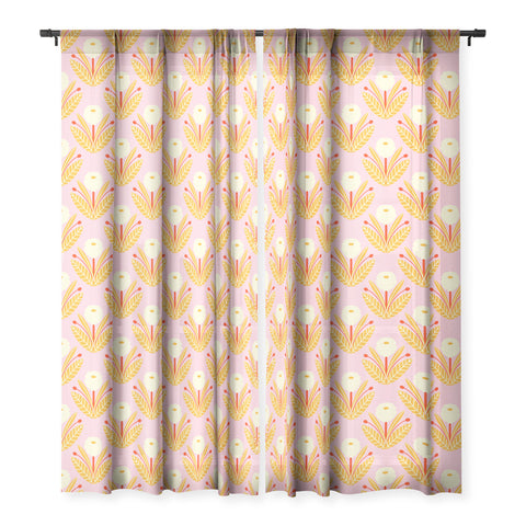 Maritza Lisa Happy White Dahlias Pattern Sheer Window Curtain