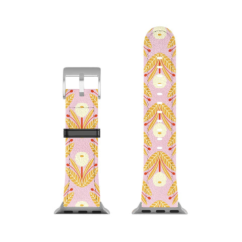 Maritza Lisa Happy White Dahlias Pattern Apple Watch Band