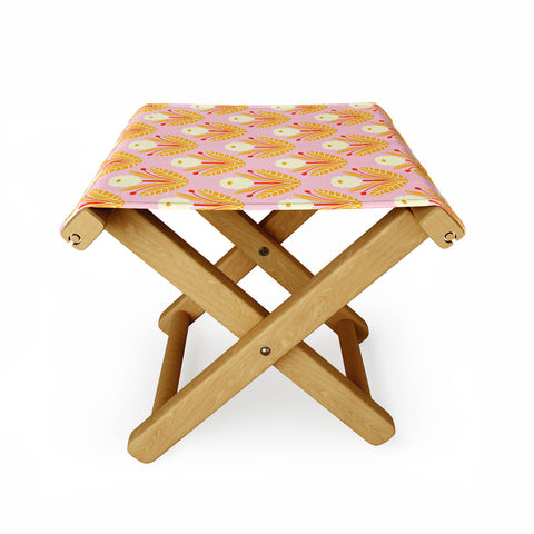 Maritza Lisa Happy White Dahlias Pattern Folding Stool