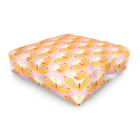 Maritza Lisa Happy White Dahlias Pattern Outdoor Floor Cushion