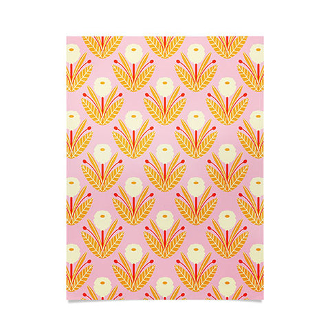 Maritza Lisa Happy White Dahlias Pattern Poster
