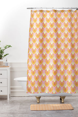 Maritza Lisa Happy White Dahlias Pattern Shower Curtain And Mat